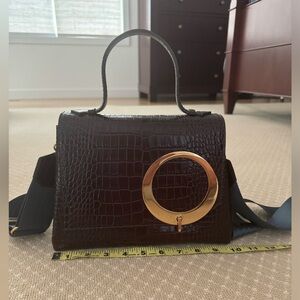 Trademark brown croc embossed Harriet leather purse